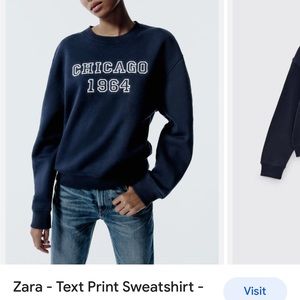 NWT. Zara “Chicago” blue sweatshirt